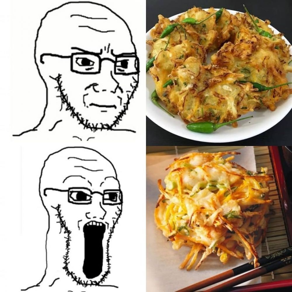 Meme ekspresi makanan Indonesia Vs Jepang kocak, bikin ngakak